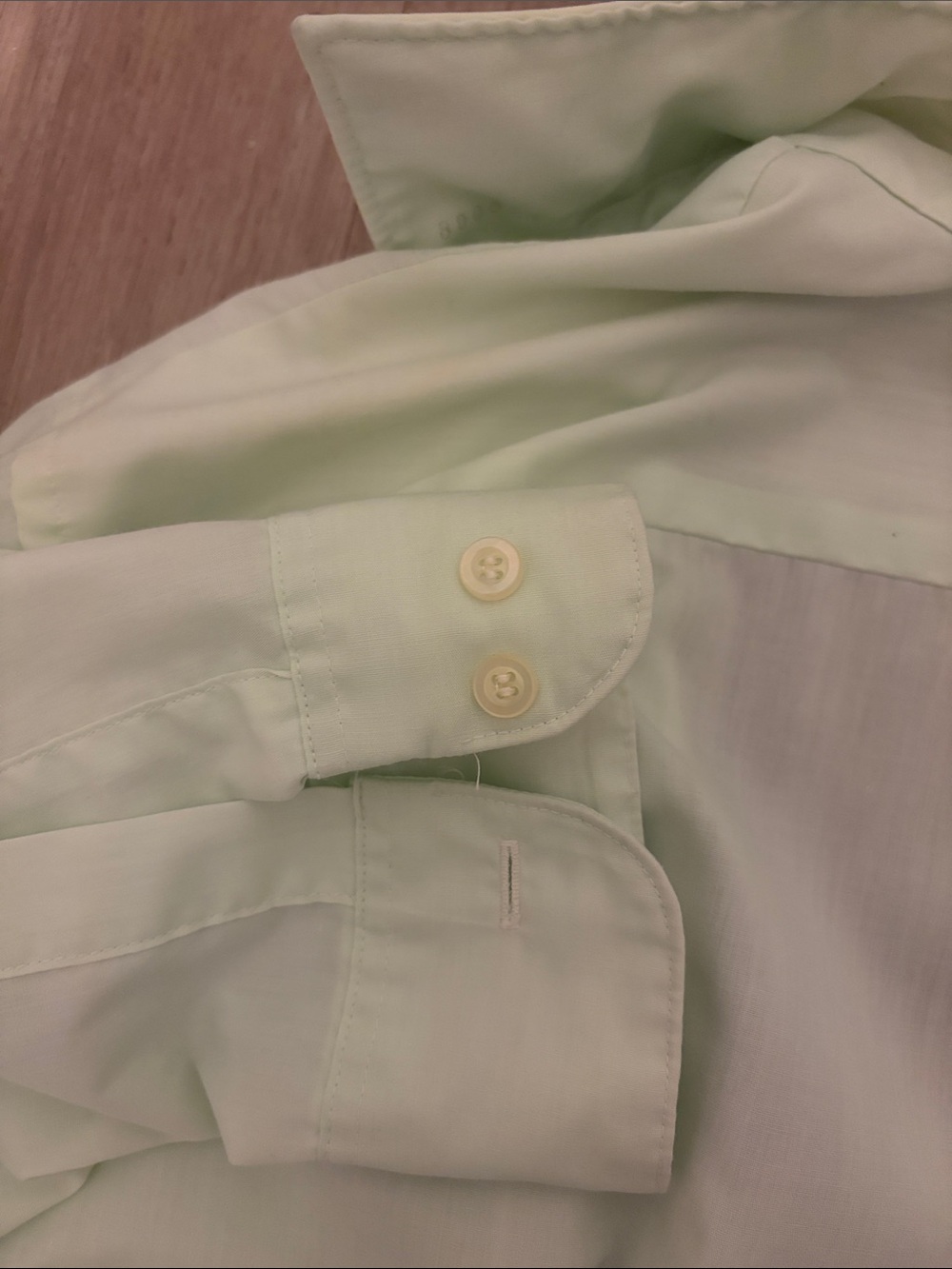 Vintage Van Heusen Mint Green Long Sleeve Dress Shirt 17 34/35 Made in USA - Picture 11 of 12
